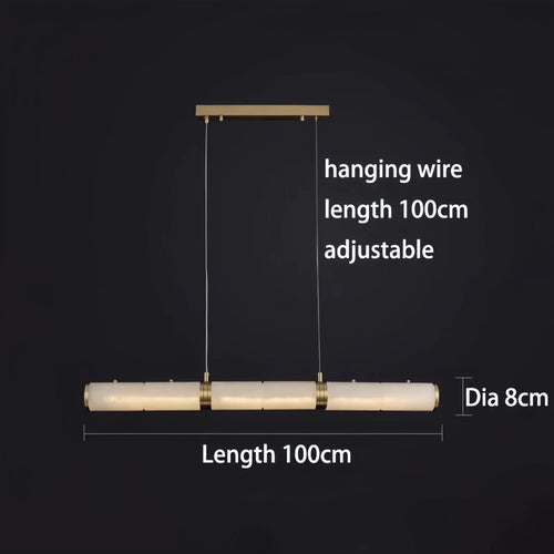 Modern Linear Alabaster Chandelier, Chandelier Over Dining Table