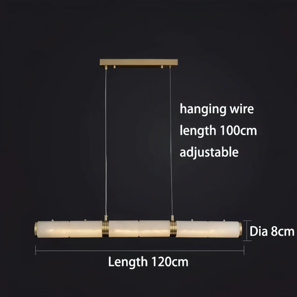 Modern Linear Alabaster Chandelier, Chandelier Over Dining Table