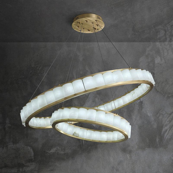 Alabaster Anne Circle Round Chandeliers-23.6" D+40.2" D-Arialamps