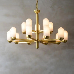 Alabaster Brass Chandelier Living Dining Lighting-15 Lights-Arialamps