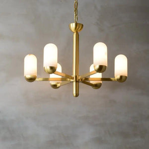 Alabaster Brass Chandelier Living Dining Lighting-6 Lights-Arialamps