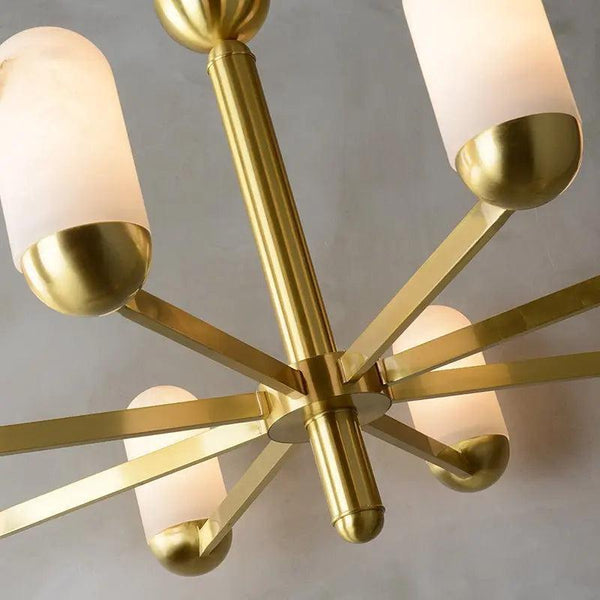 Alabaster Brass Chandelier Living Dining Lighting-Arialamps