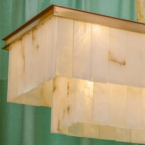 Alabaster Brass Rectangular Chandelier-Arialamps