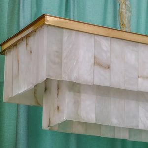 Alabaster Brass Rectangular Chandelier-Arialamps