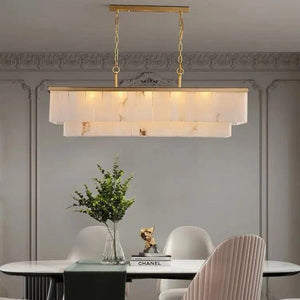 Alabaster Brass Rectangular Chandelier-Arialamps