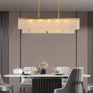 Alabaster Brass Rectangular Chandelier-Arialamps