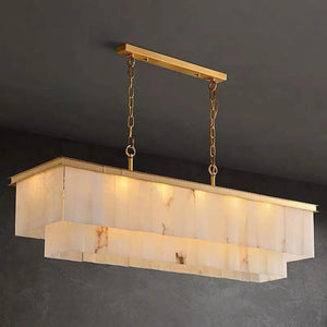 Alabaster Brass Rectangular Chandelier-Arialamps