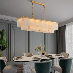 Alabaster Brass Rectangular Chandelier-Arialamps