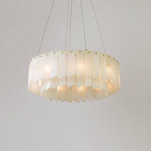 Alabaster Cascade Tiered Chandelier 27.6-27.6" x H 21.7" / Dia 57cm x H 150cm-Brass & White-Arialamps