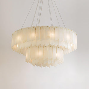 Alabaster Cascade Tiered Chandelier 27.6-27.6" x H 21.7" / Dia 100cm x H 150cm-Brass & White-Arialamps
