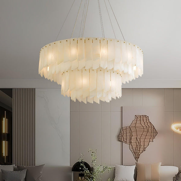 Alabaster Cascade Tiered Chandelier 27.6-Arialamps