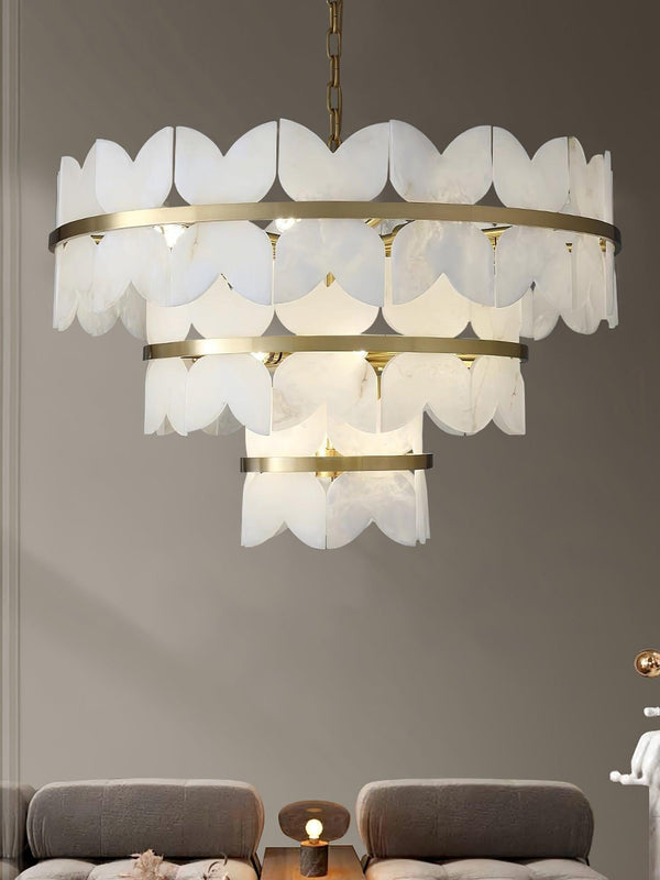 Alabaster Cloudscape Chandelier with 1/2 layer-Arialamps