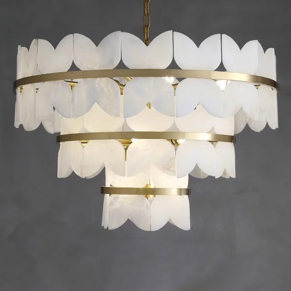 Alabaster Cloudscape Chandelier with 1/2 layer-Arialamps