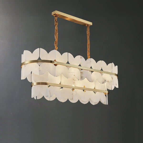 Alabaster Cloudscape Chandelier with 1/2 layer-2 layers Long L 39.4" x W 13.8" x H 14.2" / L 100cm x W 35cm x H 36cm-Arialamps