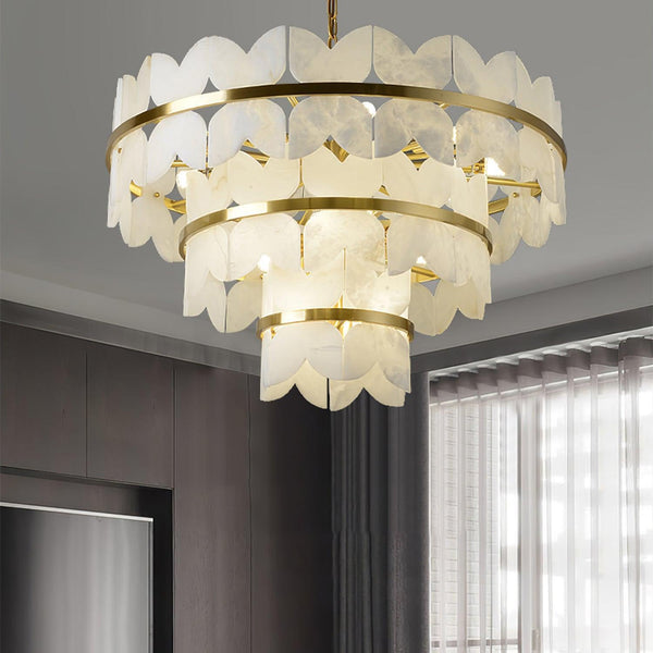 Alabaster Cloudscape Chandelier with 1/2 layer-Arialamps