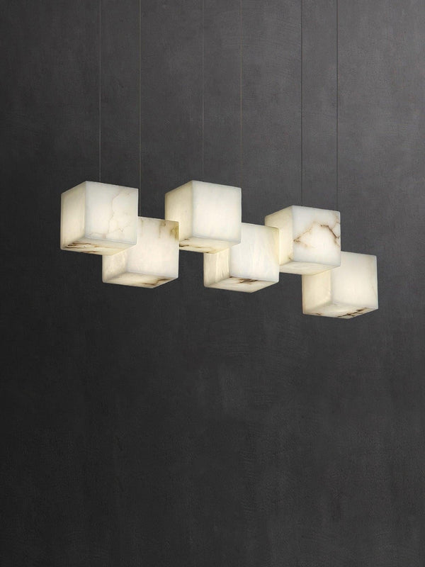Alabaster Cubic Linear Chandelier-Chandelier-Arialamps