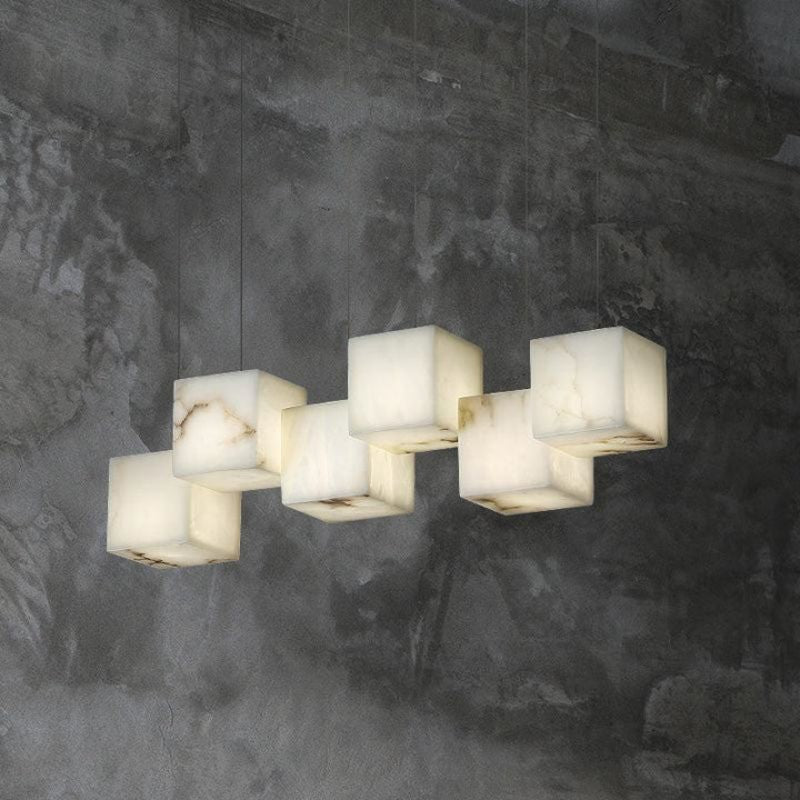 Alabaster Cubic Linear Chandelier-Chandelier-Arialamps
