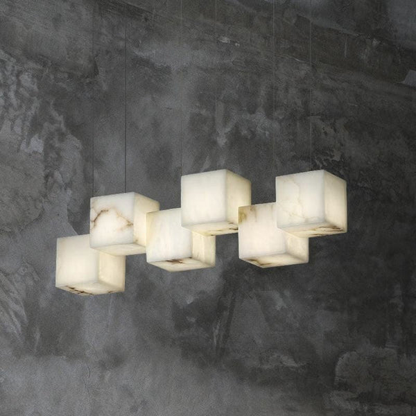 Alabaster Cubic Linear Chandelier-Chandelier-Arialamps
