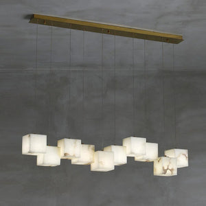 Alabaster Cubic Linear Chandelier-Chandelier-10 Lights: 47.2" L-Arialamps