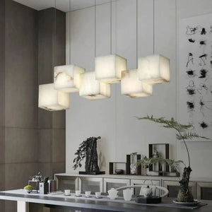Alabaster Cubic Linear Chandelier-Chandelier-Arialamps