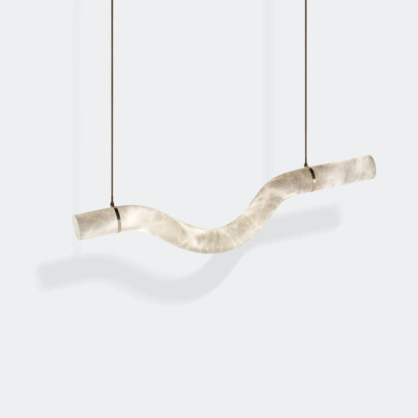 Alabaster Curved Chandelier-Chandelier-60.5"W-Lacquered Burnished Brass-Arialamps