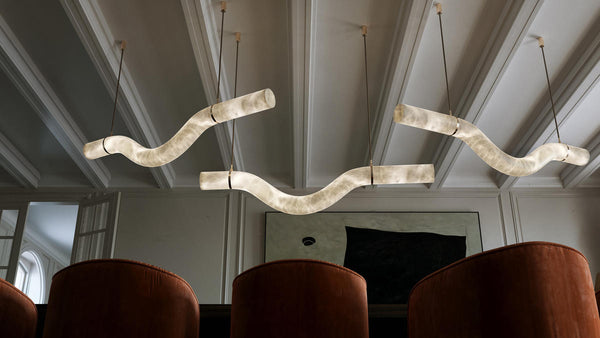 Alabaster Curved Chandelier-Chandelier-Arialamps