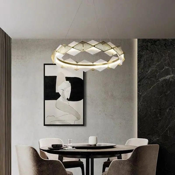Alabaster Diamond Shaped Modern Chandelier-Arialamps