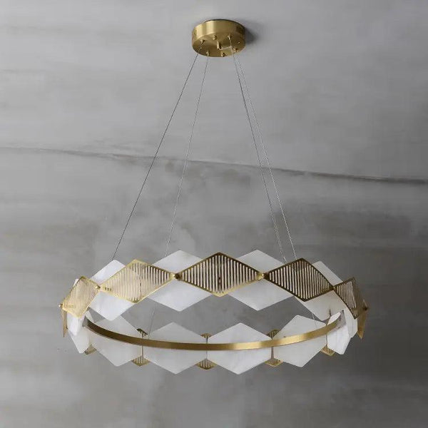 Alabaster Diamond Shaped Modern Chandelier-Arialamps