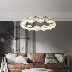 Alabaster Diamond Shaped Modern Chandelier-31.49"D*19.68"H-Arialamps