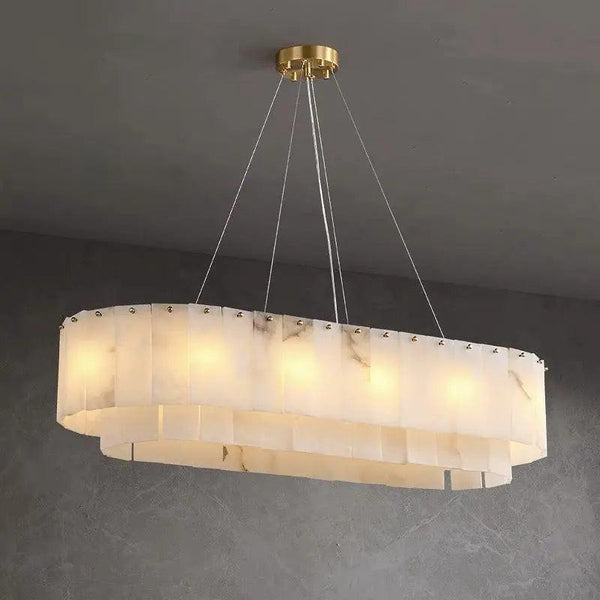 Alabaster Dining Room Round Chandelier Lighting-Arialamps