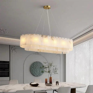 Alabaster Dining Room Round Chandelier Lighting-Arialamps