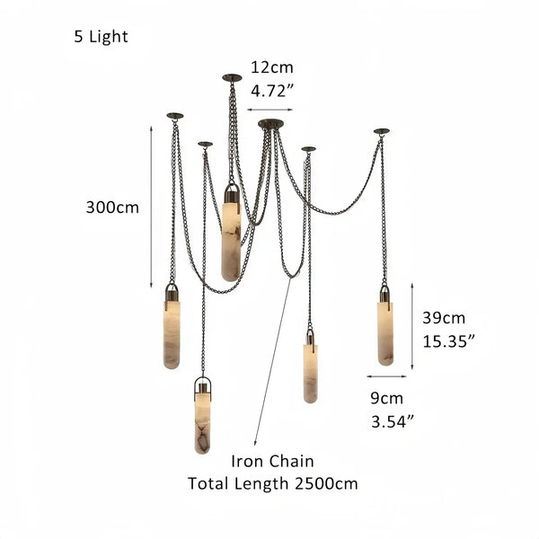 Alabaster Flint 1/2/3/5/7/9/12/15 - Light LED Multi - Drop Pendant - Arialamps