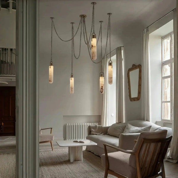 Alabaster Flint 1/2/3/5/7/9/12/15 - Light LED Multi - Drop Pendant - Arialamps