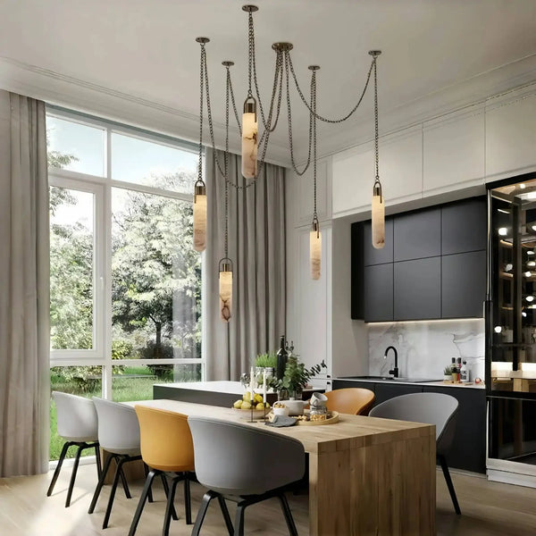 Alabaster Flint 1/2/3/5/7/9/12/15 - Light LED Multi - Drop Pendant - Arialamps