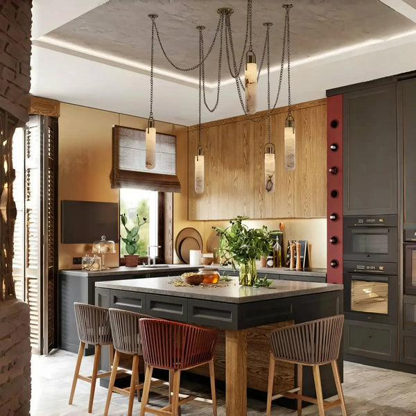 Alabaster Flint 1/2/3/5/7/9/12/15 - Light LED Multi - Drop Pendant - Arialamps