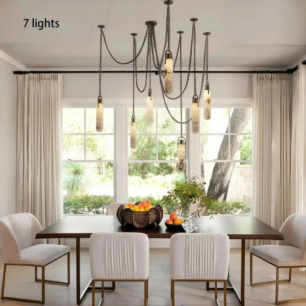 Alabaster Flint 1/2/3/5/7/9/12/15 - Light LED Multi - Drop Pendant - Arialamps