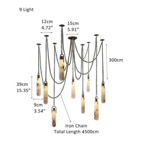 Alabaster Flint 1/2/3/5/7/9/12/15 - Light LED Multi - Drop Pendant - Arialamps