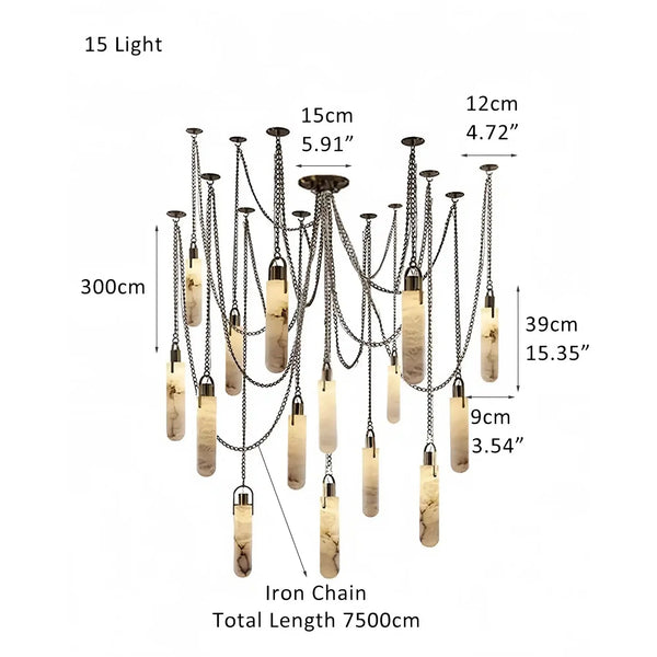 Alabaster Flint 1/2/3/5/7/9/12/15 - Light LED Multi - Drop Pendant - Arialamps