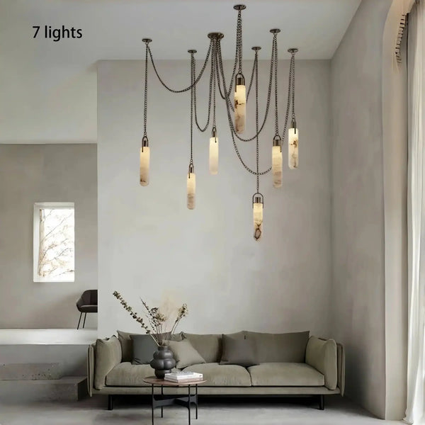 Alabaster Flint 1/2/3/5/7/9/12/15 - Light LED Multi - Drop Pendant - Arialamps