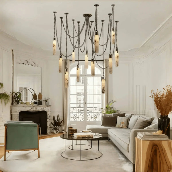 Alabaster Flint 1/2/3/5/7/9/12/15 - Light LED Multi - Drop Pendant - Arialamps