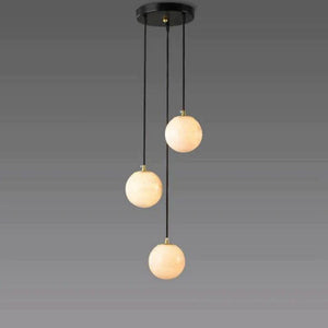 Alabaster Global Pendant Chandelier For Staircase, Spiral Global Pendant-NORMAL-3 Lights-7.9" D-Arialamps