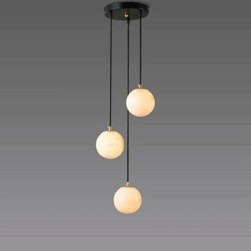 Alabaster Global Pendant Chandelier For Staircase, Spiral Global Pendant-NORMAL-3 Lights-7.9" D-Arialamps