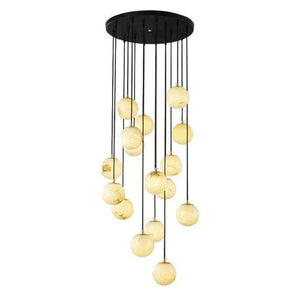 Alabaster Global Pendant Chandelier For Staircase, Spiral Global Pendant-NORMAL-16 Lights-19.7" D-Arialamps