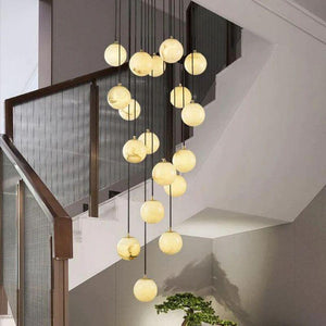 Alabaster Global Pendant Chandelier For Staircase, Spiral Global Pendant-NORMAL-Arialamps