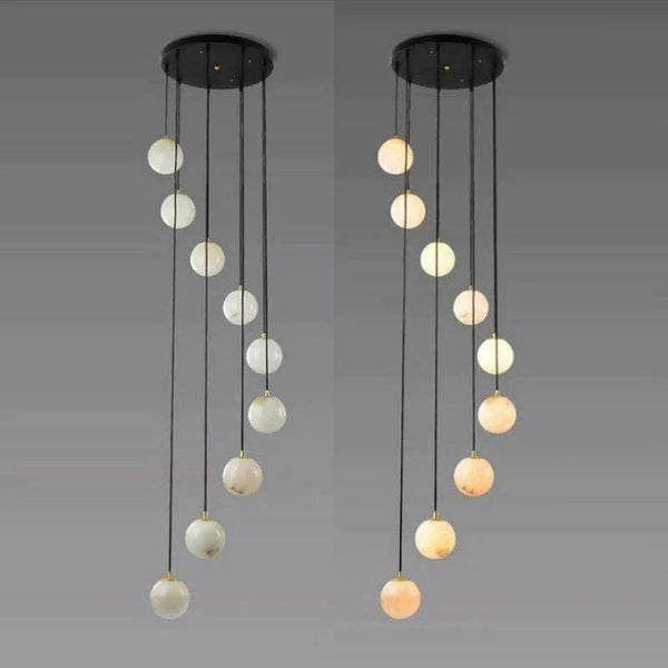Alabaster Global Wavy Chandelier-chandeliers for dining room,chandeliers for stairways,chandeliers for foyer,chandeliers for bedrooms,chandeliers for kitchen,chandeliers for living room-9 Lights-Arialamps