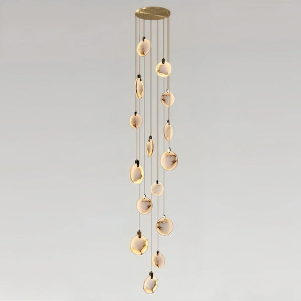 Alabaster Long Staircase Chandelier 5 styles-NORMAL-15 Lights-Arialamps