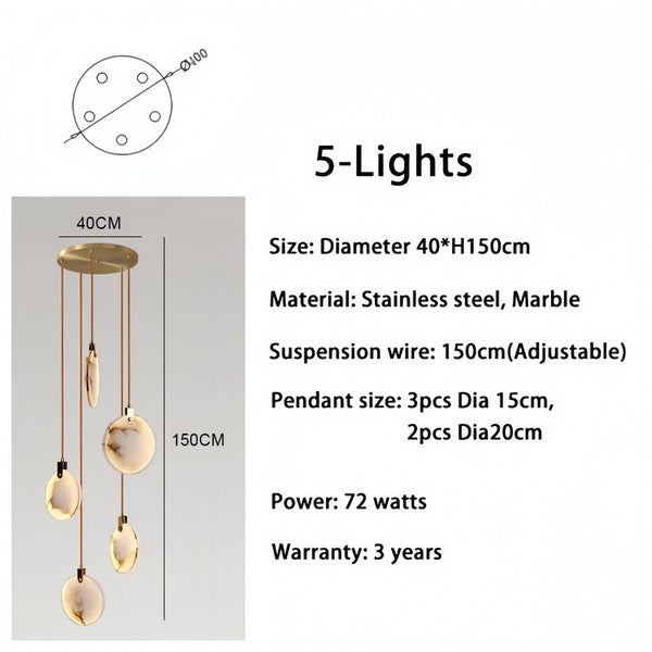 Alabaster Long Staircase Chandelier 5 styles-NORMAL-Arialamps