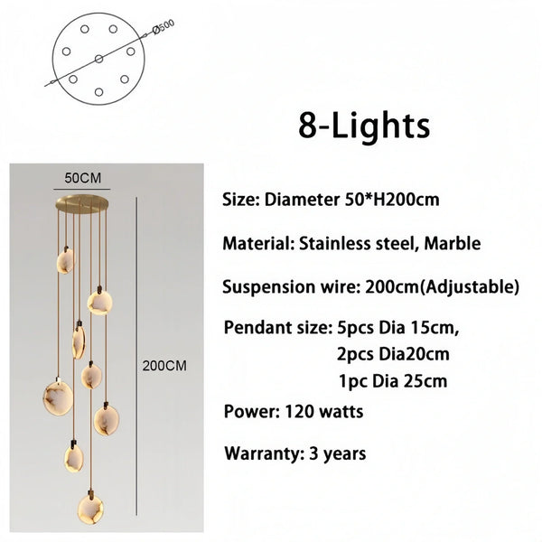 Alabaster Long Staircase Chandelier 5 styles-NORMAL-Arialamps
