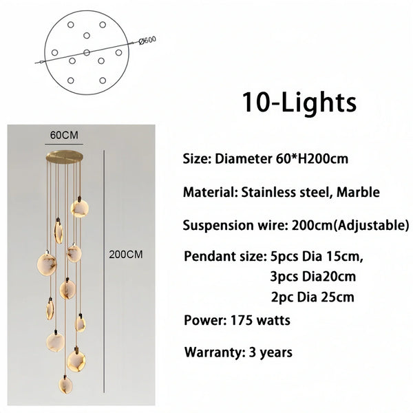 Alabaster Long Staircase Chandelier 5 styles-NORMAL-Arialamps