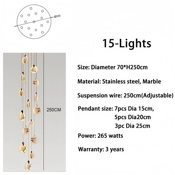 Alabaster Long Staircase Chandelier 5 styles-NORMAL-Arialamps